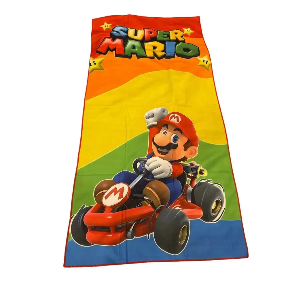 Mario Bros go kart colorful beach towel